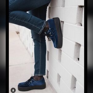 Demonia Blue Genuine Suede Platform Shoes Women 9 Men6